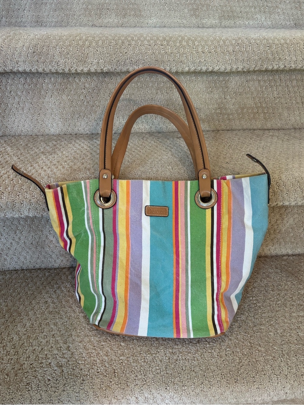 Dexter Colorful Canvas Small Tote with (Vegan?) Leather Trim